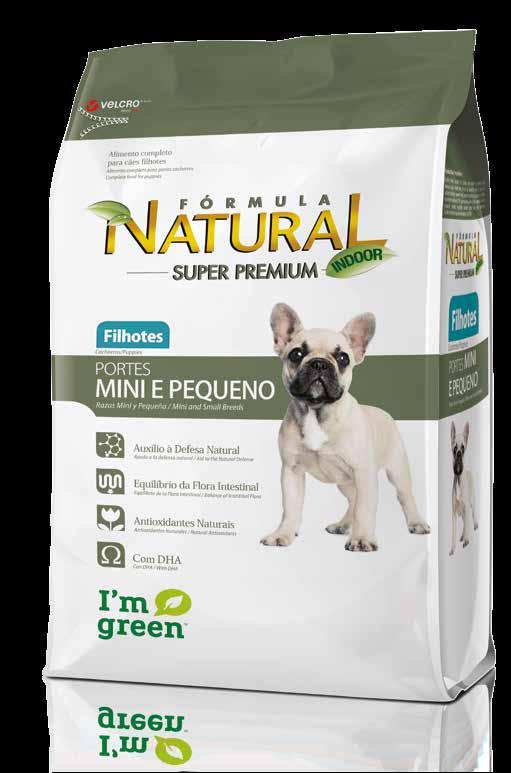 filhotes, do desmame aos 10 meses de idade. Indicado também para cadelas com 40 dias de gestação ou no período de amamentação. CÃES FILHOTES Portes Mini e Pequeno Umidade/Humedad/Moisture (Máx.