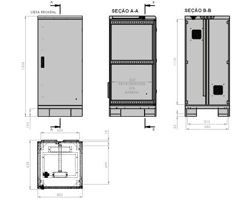 Cromatização conforme DIN 50939; Pintura eletrostática poliéster pó 60-80 mícrons; RAL 7032 ou de acordo com solicitação do cliente.