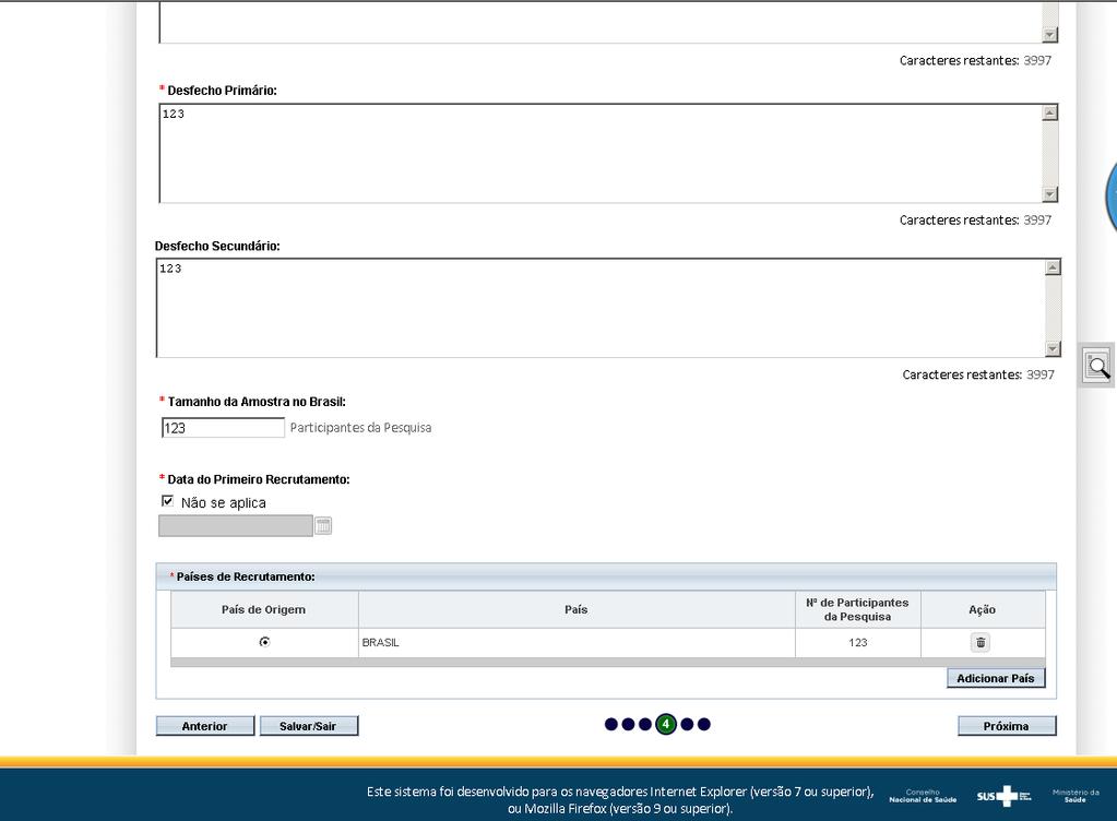 Campos disponíveis para