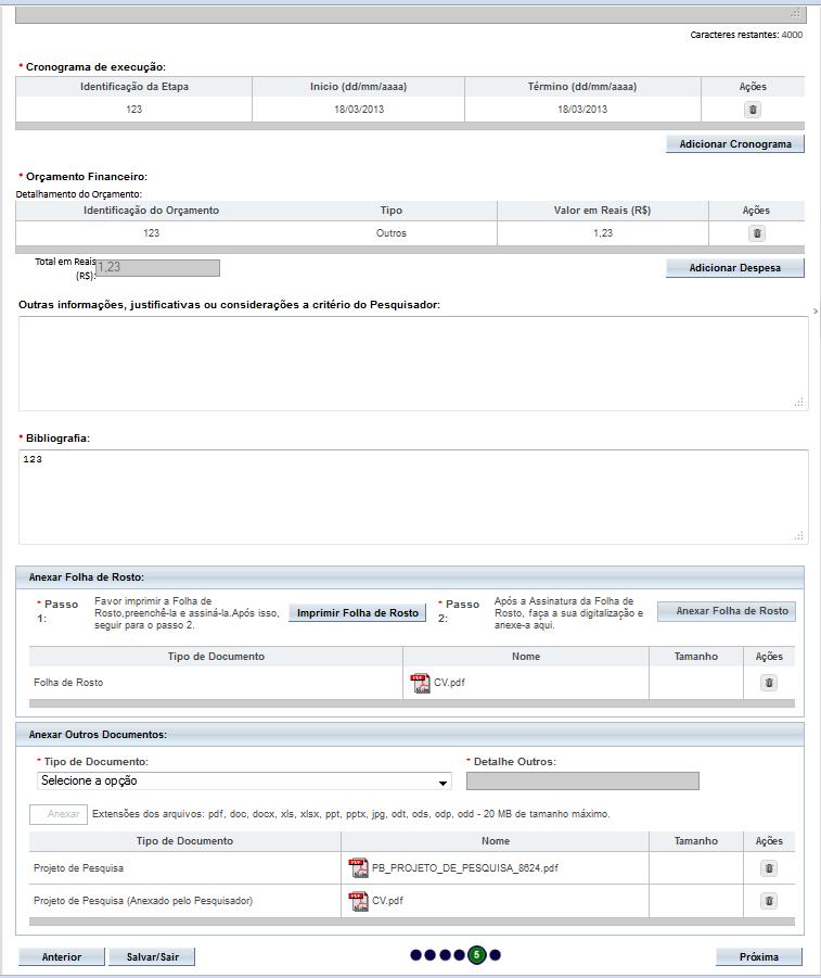 Campos disponíveis para edição Para imprimir Folha de Rosto Após assinar a Folha de Rosto, digitalize