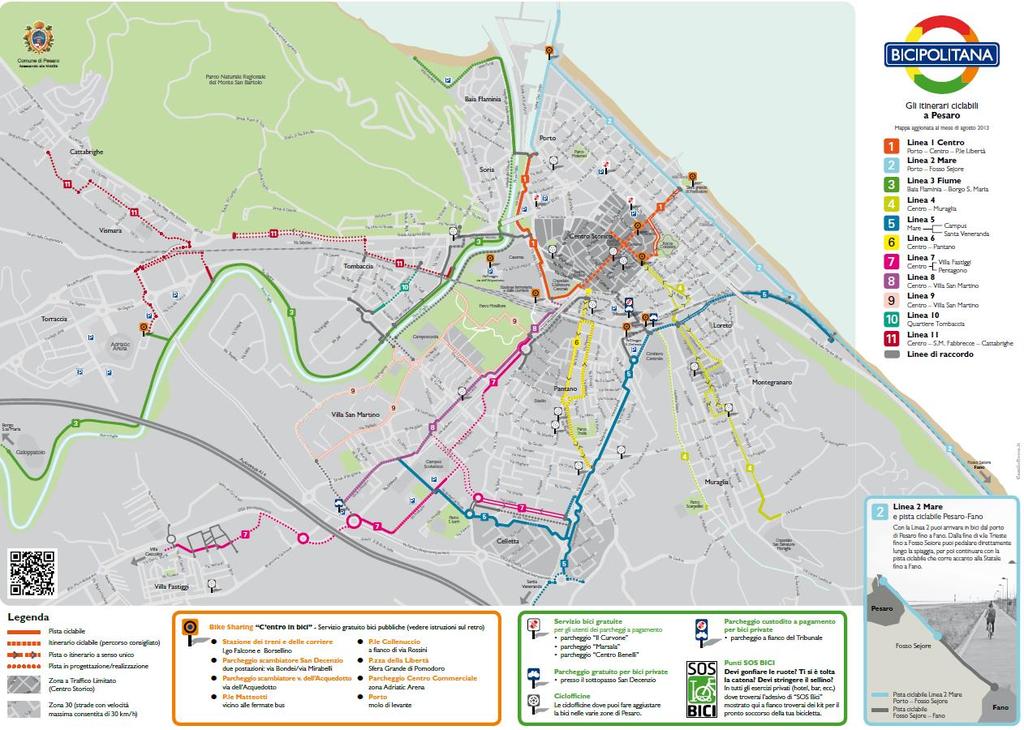 Figura 94 - Exemplo de um mapa rede ciclável em Pesaro, Itália Fonte: http://www.pesaromobilita.it 11.2.