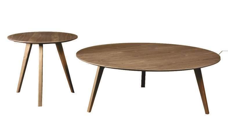 ZEN coffee table Mesa de apoio com tampo circular disponível em seis dimensões em nogueira, carvalho, lacado ou lacado brilho. Circular coffee table, available in several dimensions.