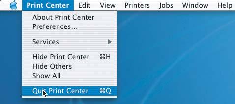 seguida, Quit Print Center (Encerrar Centro de Impressão). 9 Quando este ecrã aparecer, clique em OK.