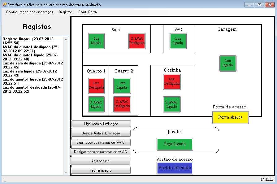 78 4.Implementação Relativamente à interface gráfica, esta foi desenvolvida no software Visual Studio, de forma a controlar e monitorizar a habitação demonstrada na Figura 4.1.