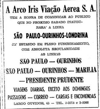 Anos 40, 50 e 60 - Anos dourados da aviação brasileira - 1945 à Término da segunda guerra mundial - Pós guerra: Excedente de aviões e pilotos - Aviões muito baratos - Criação de várias empresas