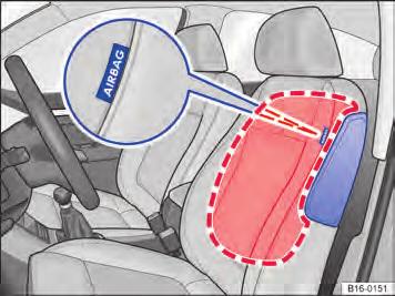 86 No lado esquerdo do veículo: áreas de desenvolvimento do airbag lateral. de segurança na página 132.