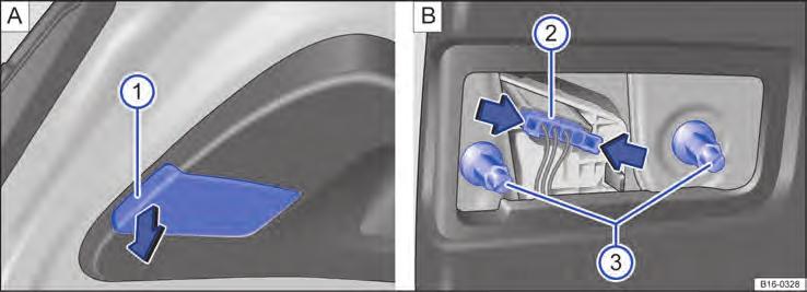 Substituir as lâmpadas incandescentes da lanterna traseira na tampa do compartimento de bagagem Fig.