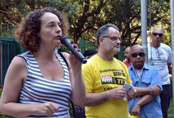 Luciana Genro (acima), integrante do PSOL, representou o deputado estadual Pedro Ruas, que não pôde comparecer ao ato devido a uma audiência pública sobre o direito à moradia que encerrou com