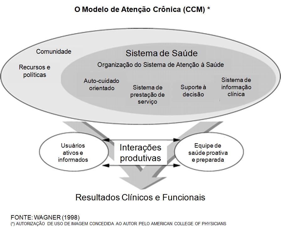 A descrição detalhada do CCM é feita abrangendo os seis elementos fundamentais do modelo (Improving Chronic Illness Care, 2008).