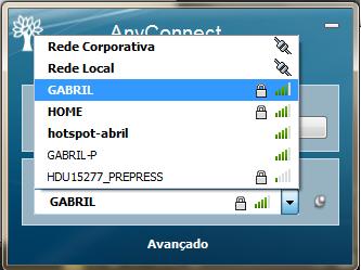 Notebooks Rede Corporativa Abril Ao clicar no combo box indicado ao lado, você poderá alternar entre as redes em que está conectado. As redes da Abril são a Rede Corporativa (cabo) e GABRIL (WIFI).