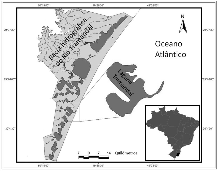 Rodrigo Machado, Paulo Henrique Ott, Federico Sucunza, Alexandre P. Marceniuk Figura 1. Bacia hidrográfica do rio Tramandaí, no litoral norte do Rio Grande do Sul, Brasil.