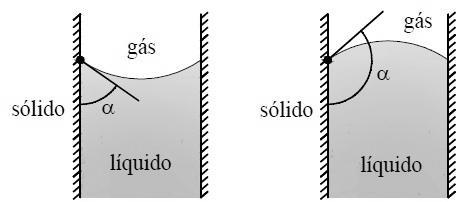 33 Figura 3: Ângulo de contato entre líquido e sólido (Georgetti, 2010). Para solos não saturados, a água capilar pode ser contínua ou não.