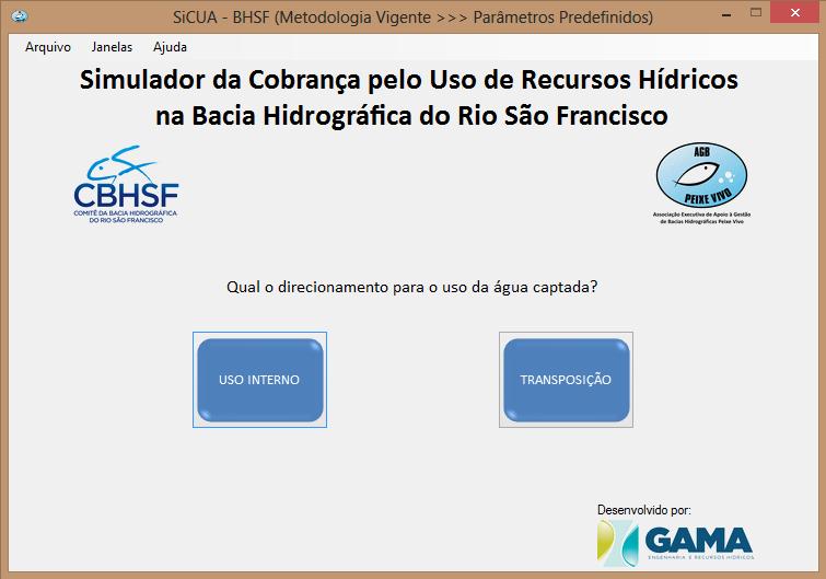 Figura 3.3 Opções para o direcionamento do uso da água captada utilizando a metodologia vigente. 3.1.