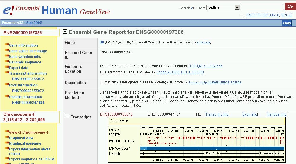 Folhear em genomas: Ensembl