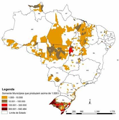 Figura 26 Mapa da produção agrícola Arroz Fonte: Conab/IBGE.