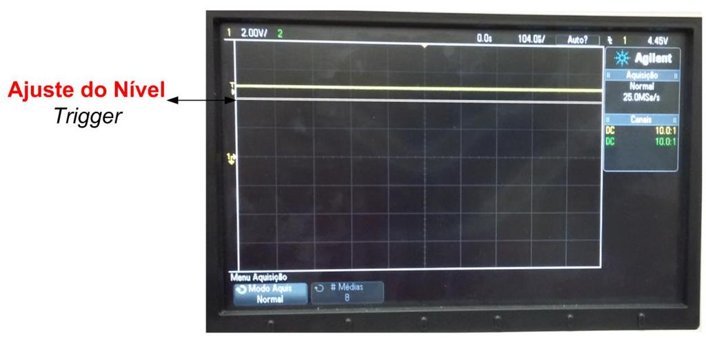 Passo 9: Avaliação do Transitório: Figura 5 - Ajuste do Nível - Borda de Descida 9.1) Dica para o fechamento da chave (montagem do circuito): os contatos da chave devem estar apenas encostados.
