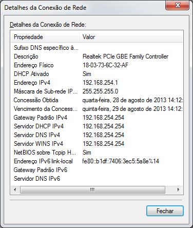 ROTEANDO um modem ADSL Após ligar o cabo de rede no modem e no PC, estando a interface em