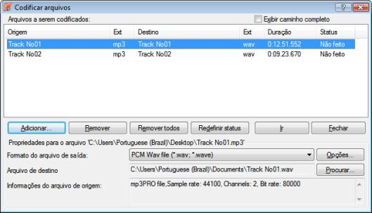 CDs de áudio e arquivos de áudio Os seguintes formatos estão acessíveis (os formatos disponíveis para conversão dependerão do formato do arquivo de origem): AC3: Você pode especificar a taxa de bits.