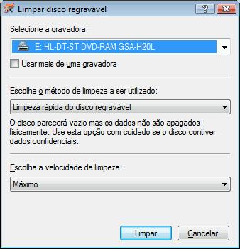 Janela Apagar Disco Regravável 14 Janela Apagar Disco Regravável O Nero Burning ROM pode ser utilizado para apagar discos regraváveis, ou seja, discos com a especificação RW, desde que o seu gravador