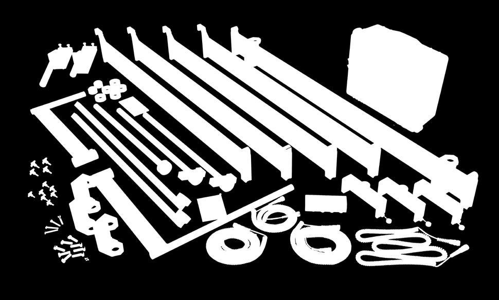 2 extensões 1 Articulação cardan ½" 1 Régua de suporte para chave de encaixe ½" 1 Jogo de ponteiras hexagonais ½" (12 peças) 1 Pega em T com elemento deslizante ½" 1 Régua de suporte para ponteiras