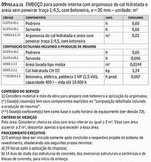 (escada, plataformas, guarda-corpos ou andaimes) não estão previstos nestas composições, sendo necessária a sua inserção na planilha