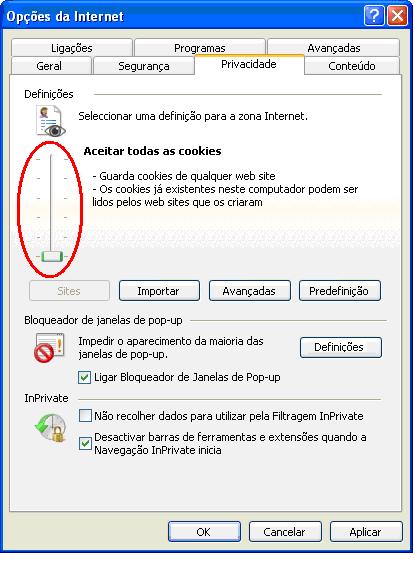 Fig.2 - Separador Privacidade 5. Digite www.oa.