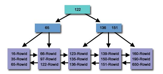 Figura 3. Índice B-Tree (VALIATI, 2007) 2.2.2. Bitmap A criação do índice Bitmap é recomendada em colunas com baixa cardinalidade.