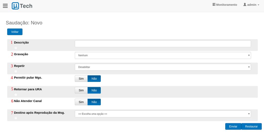 6.15.4 Configuração da Mensagem Personalizada Na Figura 107 é apresentada a tela de configurações da Mensagem