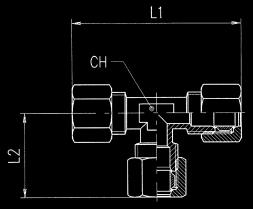 Serie 13000 13200 CONEXÃO EM T TUBO-TUBO - TEE CONNECTOR Code Tube L1 L2 CH 1320000001 4 44 22 8 25 1320000002 6 48 24 9 25 1320000003 8 57 28.