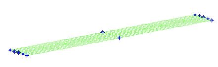 com dois pilares (seção transversal de 1x15 cm e 3 m de altura) que se localizam abaixo das longarinas de borda.