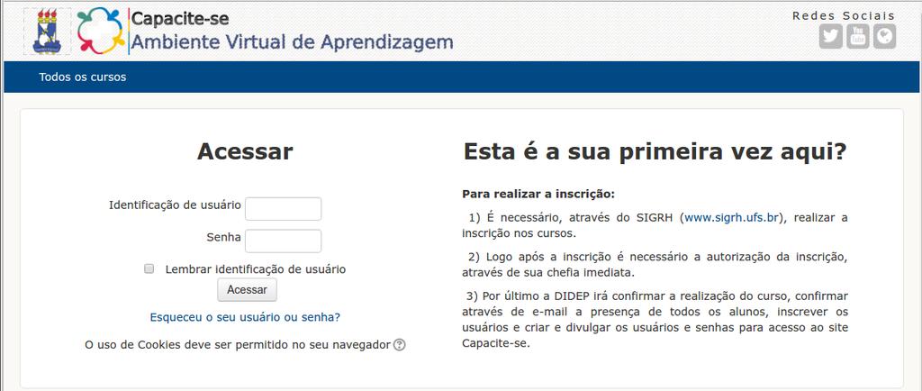 Figura 2 - Botão de acesso 1.3. Tela de Login Na tela de login, Figura 3, observe que existem 2 campos: Identificação do usuário e Senha.