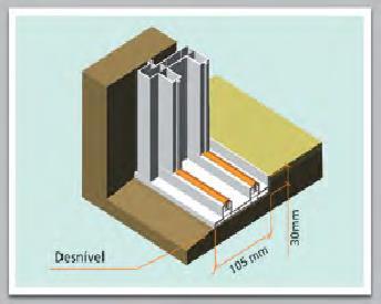 TRILHO INFERIOR DAS PORTAS DE CORRER É necessário que exista um rebaixo de 30mm do piso