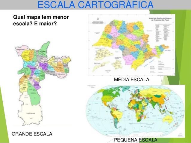 Nestes casos, a reta foi seccionada em quatro pedaços iguais, cada um medindo 1 cm. Isso quer dizer que 1 cm no mapa corresponde a 90 km na realidade, e assim sucessivamente.