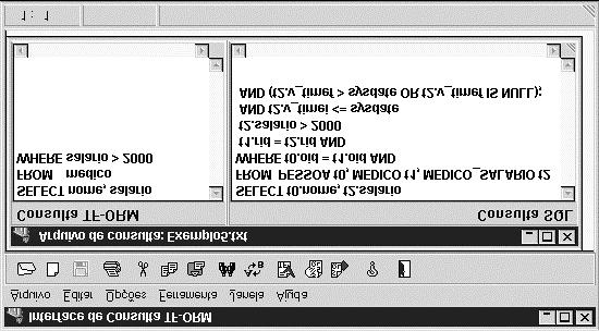mostrado ao usuário na tela. Com o arquivo SQL, o usuário pode executar a consulta na base de dados e a ferramenta retorna os resultados.