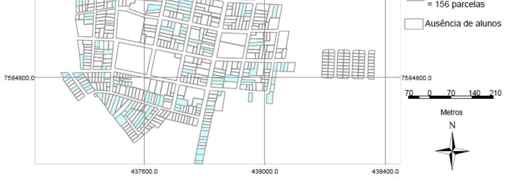 Figura 74: Mapa das parcelas com alunos