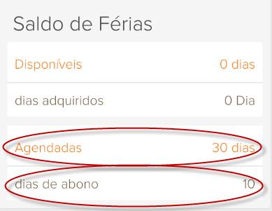 Ao clicar em exibir detalhes, constará a quantidade de dias possíveis para as férias agendadas e os