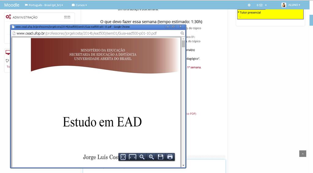 ACESSANDO OS ARQUIVOS DA DISCIPLINA Para acessar os arquivos que o professor disponibilizou na disciplina, você deve clicar no link correspondente ao arquivo.