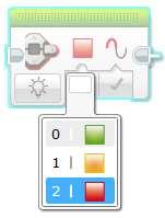 6 ALERTAS VISUAIS: BLOCO DE LUZ DO BLOCO DE PROGRAMAÇÃO Bloco de luz do bloco de programação pode ser usado para avisos Posicione esses blocos em passos