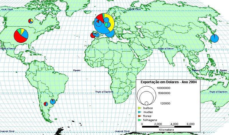 critérios da sustentabilidade. Os maiores importadores mundiais dos produtos da floricultura, o americano e o holandês (Mapa 1), valorizam produtos com rótulos ambientais. De acordo Kiyuna et al.