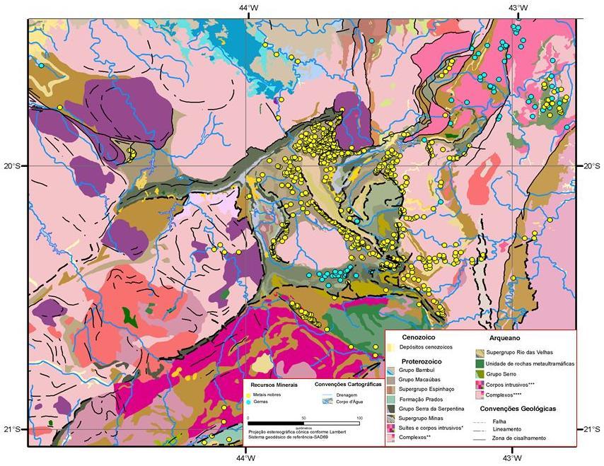 Simplified geological map, southern São Francisco