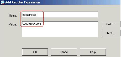 OK. Cr ie uma expressão regular domainlist3 a fim capturar o Domain Name youtube.com. Clique em OK.