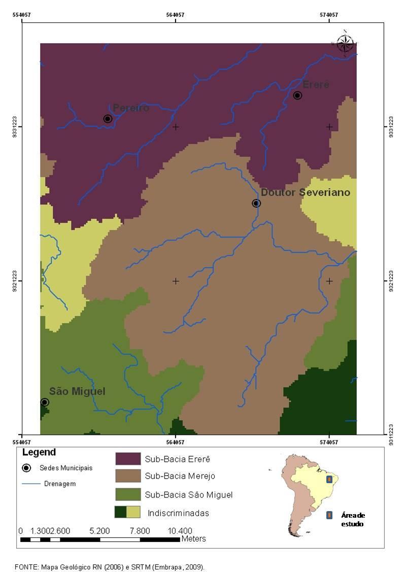 Figura 3 Sub-bacias da área de estudo.