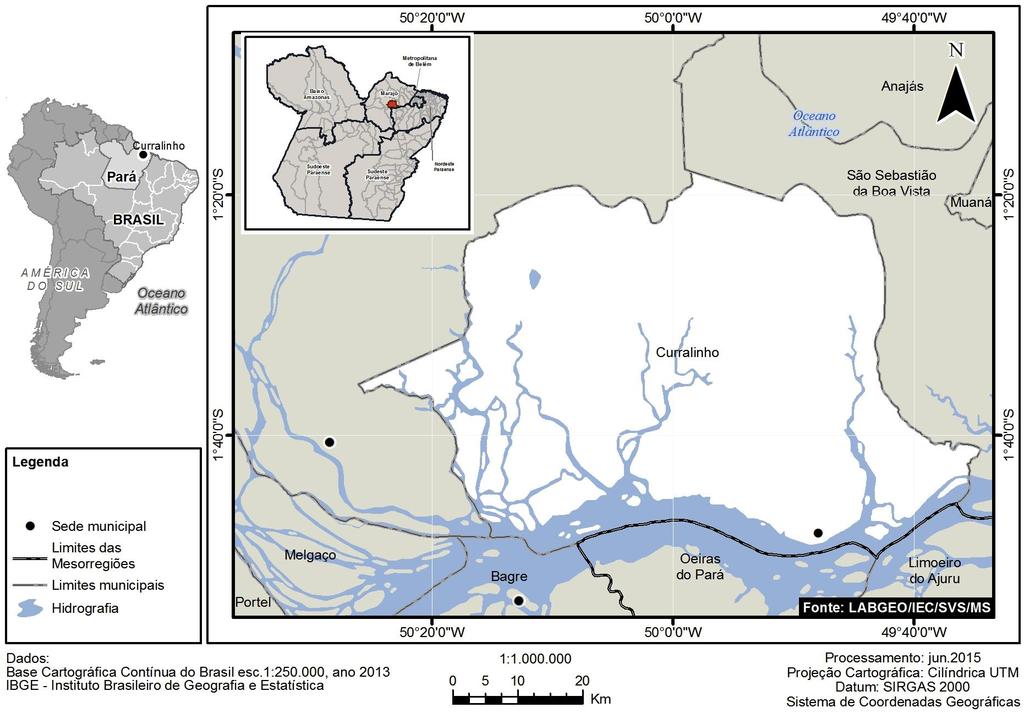 Figura 1: Localização geográfica do município de Curralinho, Arquipélago do Marajó, PA
