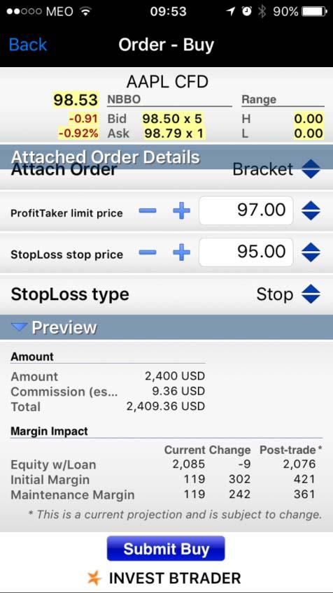 definir uma Profit Taker (Ordem Limite)