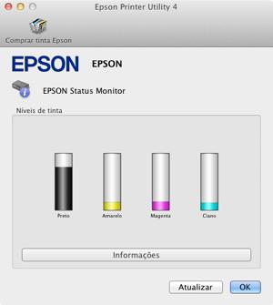 3. Faça o seguinte, conforme necessário: Você pode atualizar o status do cartucho de tinta clicando Actualizar.