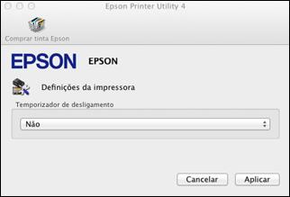Mudando a configuração de desligamento do temporizador - Mac OS X Você pode usar o software da impressora para alterar o período de tempo antes da impressora desligar automaticamente. 1.