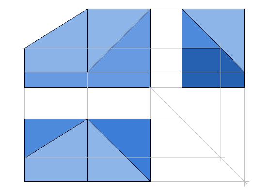 28 Acompanhe o desenvolvimento do desenho Fig. 4-28 começando pela vista de frente: com os dados fornecidos, pode-se traçar apenas o contorno do objeto Fig.