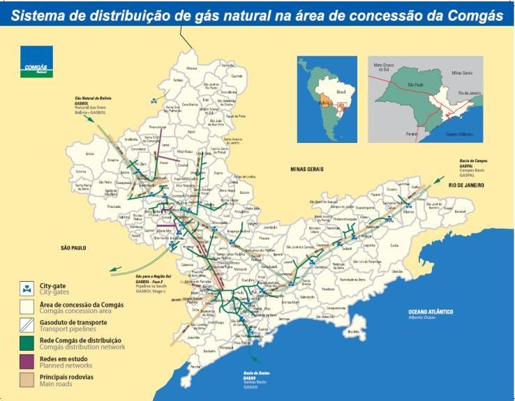 Desempenho Operacional Visão Geral da Companhia e Base para Análise de Resultados A Comgás detém a concessão para exploração dos serviços públicos de distribuição de gás natural canalizado na região
