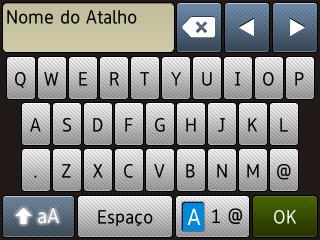 Informações gerais Introduzir texto Quando é necessário introduzir texto no equipamento, aparece um teclado no ecrã tátil. Prima para percorrer letras, números e carateres especiais.