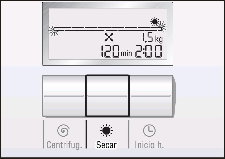 Regular o programa de secagem Lana/Li <& frio' Stop frio frio 4 0. > ----- '.40' Reslstentes/Algod. - Posicionar o seletor de programas no programa de secagem pretendido.